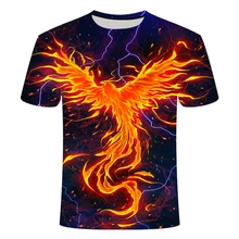 Summer New Men Women t shirt 3D blue Phoenix Printing Lovers T-shirt Male Tops Harajuku Tee Casual t shirt Printed Top