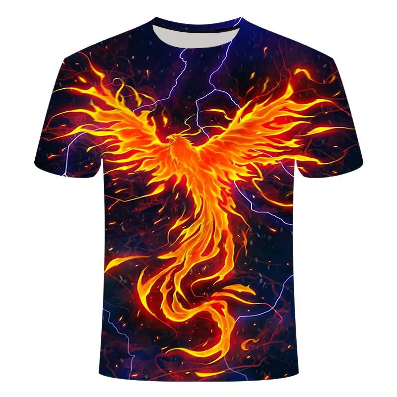 

2019 Summer New Men Women t shirt 3D blue Phoenix Printing Lovers T-shirt Male Tops Harajuku Tee Casual t shirt Printed Top