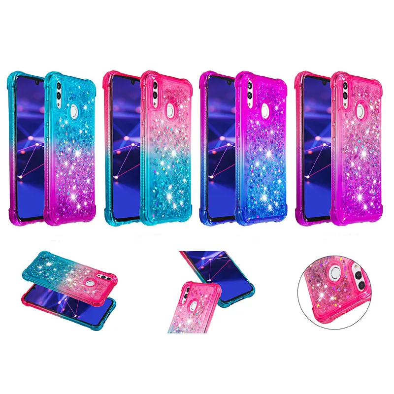 Для huawei honor 10 lite p smart 2019 Блестящий с жидкостью песок алмаз градиент ТПУ чехол