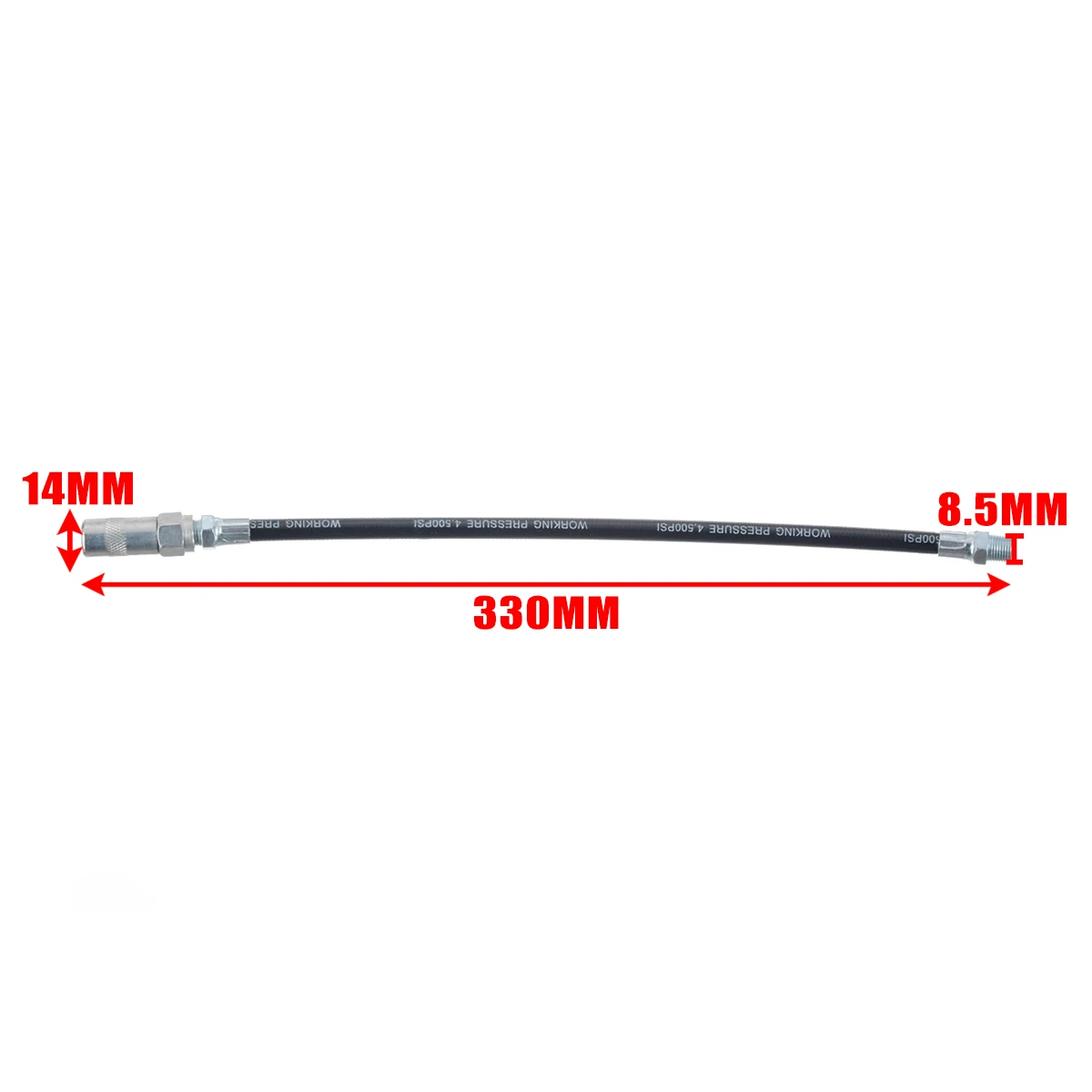 13" Flexible Grease Hose Heavy Duty High Pressure Long Extension Whip Hosepipe For Grease Gun Fittings