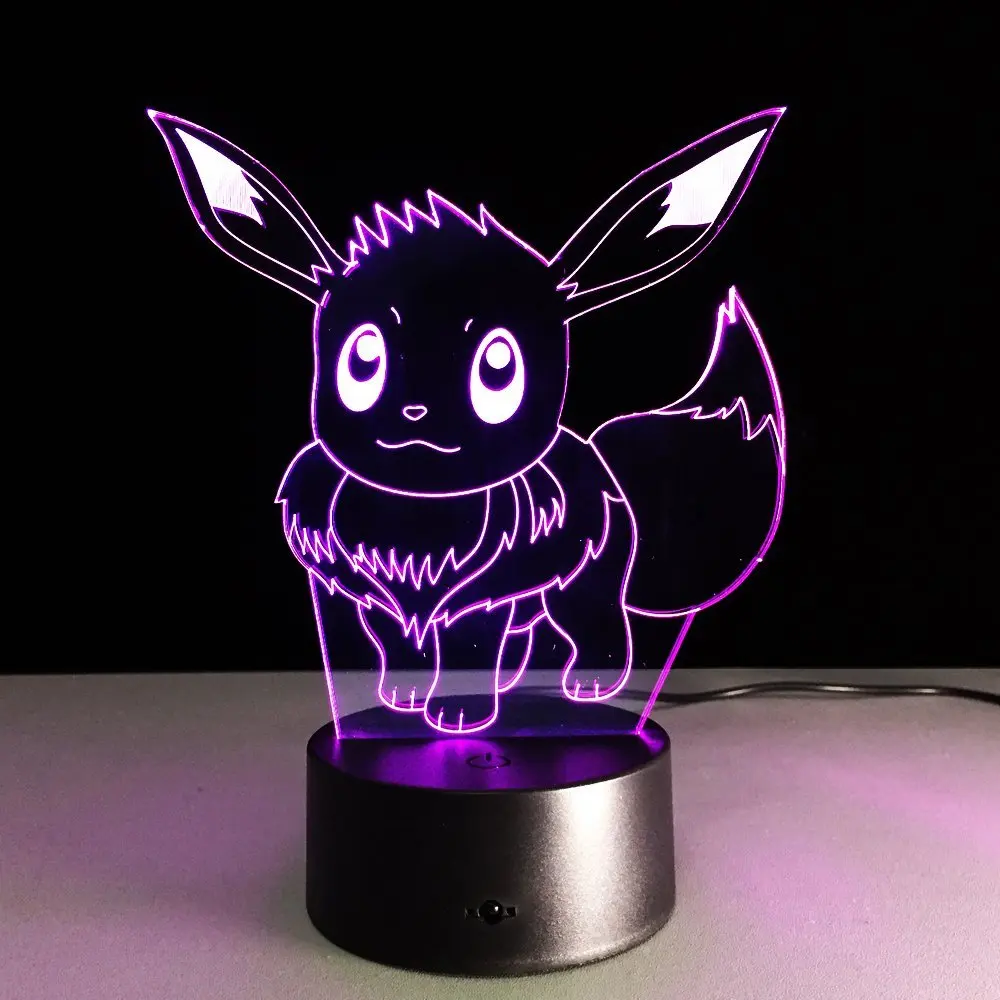 Светодиодный ночник POKEMON Umbreon PIKACHU EEVEE CHARMANDER SQUIRTLE, красочный светильник для кровати, осветительный светильник вечерние, атмосферный Декор - Цвет: EEVEE