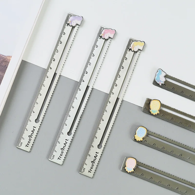 

Cute Cartoon Unicorn Fruit Straight Ruler Classic Vintage Metal Bookmarks Ruler School Drawing Supplies Office Stationery Gift