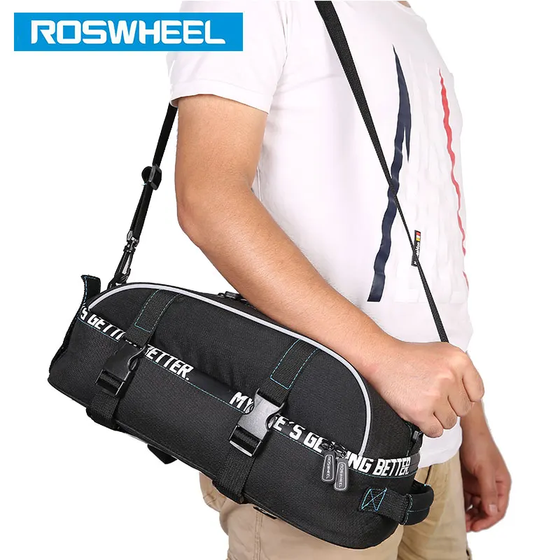 Excellent ROSWHEEL New Bicycle Carrier Bag 8L Rack Trunk Double Layer Bike Luggage Pannier Cycling Storage Handbag Shoulder Strip 141416 5
