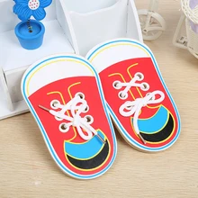 Wooden font b Toys b font for Children Lacing Shoes Kids Early Baby Montessori font b