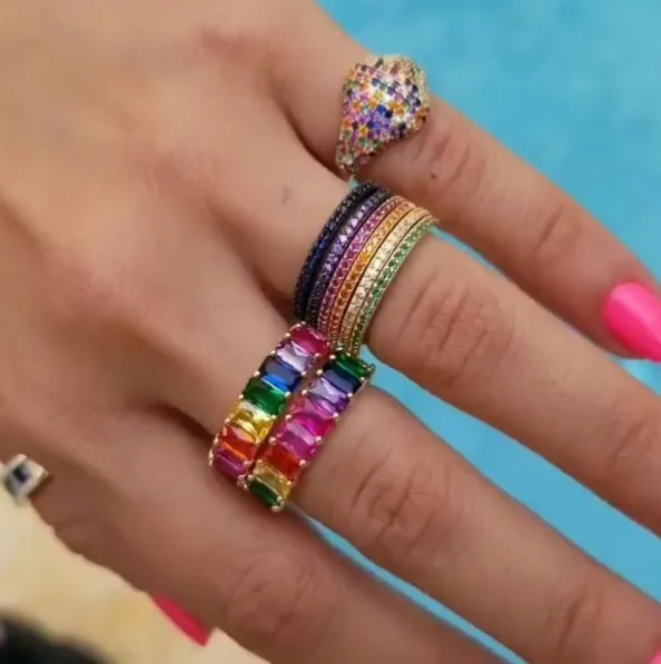 Fashionw с блестками платье для кольцо комплект ювелирных изделий радужные