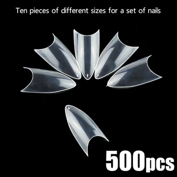

500pcs/pack Sharp Ending Stiletto Acrylic False Nail Tips Beige Art makeup cosmetic