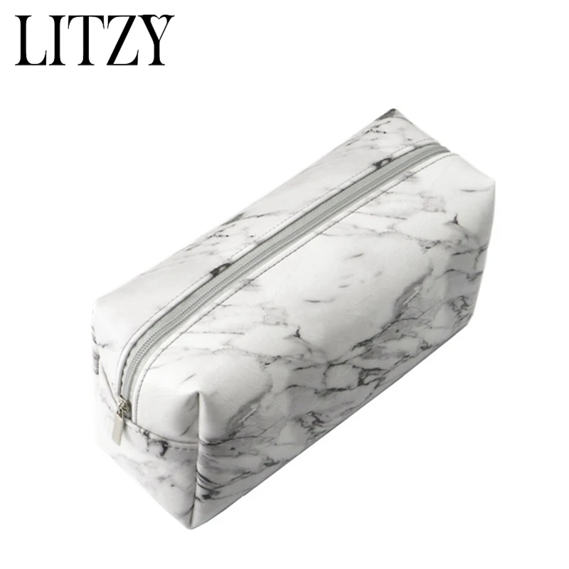 

Big PU Leather Pencil Case School Pencilcase For Girls Marble Pencil Bag School Cute Zipper Pencil Box Bts Stationery Supplies
