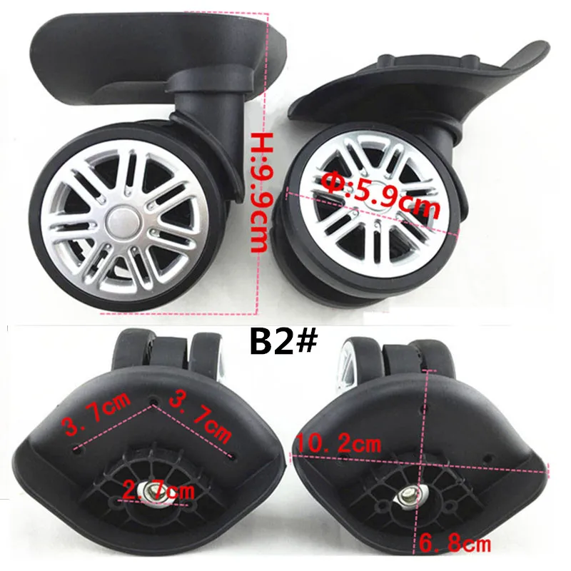 Сменные багажные колеса, запчасти для чемоданов, вращающиеся колеса, фурнитура-ролики, колеса для чемоданов B2 - Цвет: 1 pair B2