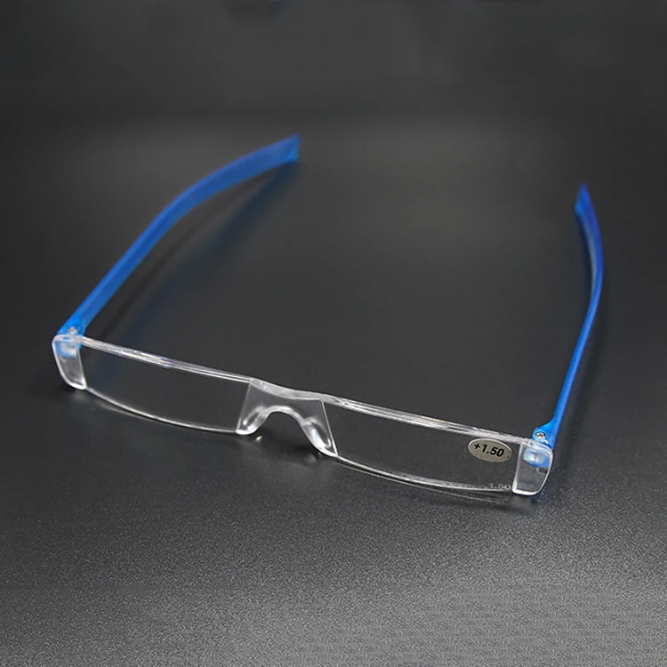 IBOODE Square Frameless Reading Glasses Women Men Rimless Presbyopic Eyeglasses Female Male Hyperopia Eyewear Spectacles - Цвет оправы: Синий