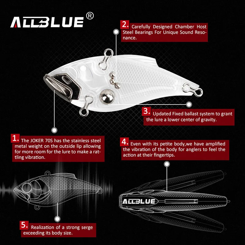 Allblue مهرج 70 ثانية غرق lipless crankbaits الصيد السحر الطعم الثابت vib الاهتزاز اصطناعية كل عمق الشتاء الجليد الصيد معالجة Allblue مهرج 70 ثانية غرق lipless crankbaits الصيد السحر الطعم الثابت vib الاهتزاز اصطناعية كل عمق الشتاء الجليد الصيد معالجة