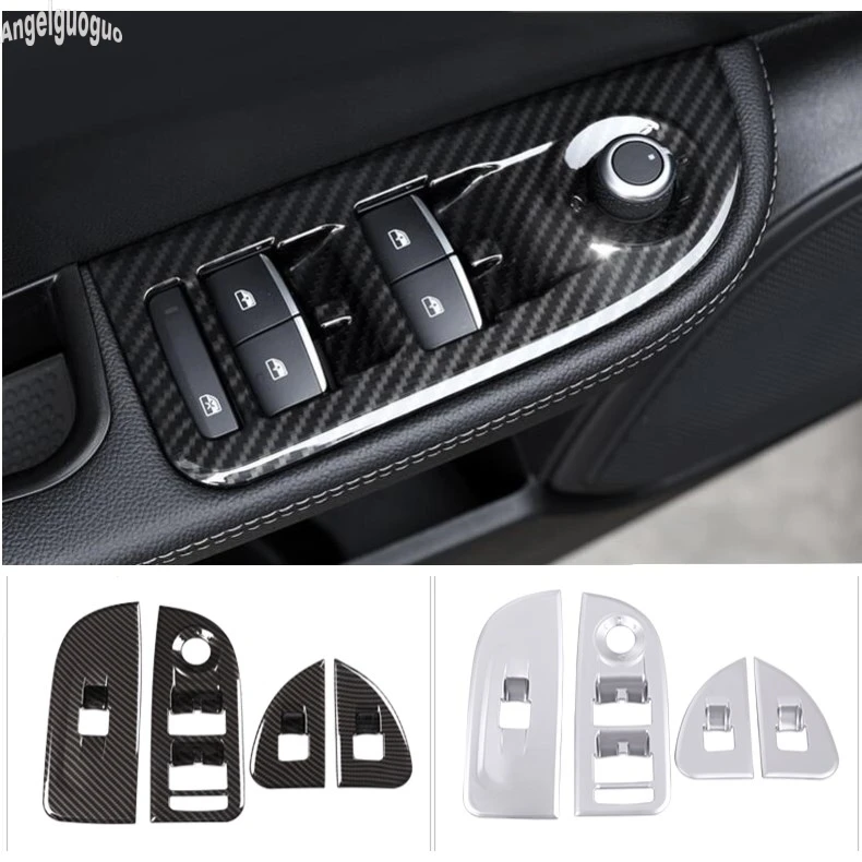 4 pcs ABS Carbon Fiber Style Car Interior Door Window Glasses Lifter Switch Panel Cover Trim For Alfa Romeo Giulia 2017-19 LHD