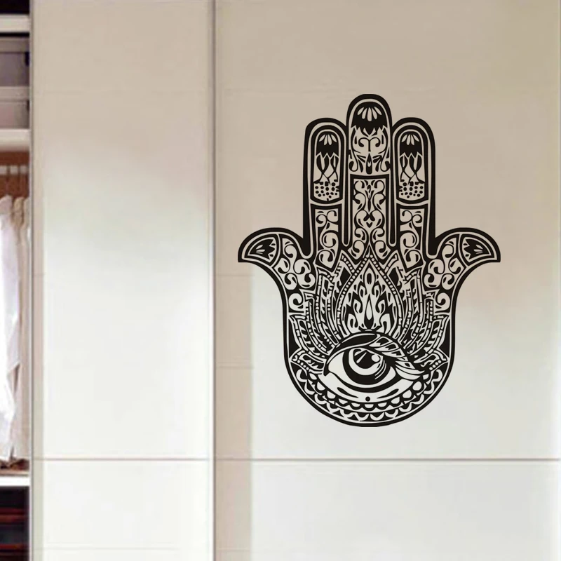 Fatima Hand Hamsa Wall Sticker Indian Buddha Home Decor Pattern Removable Wall Decal For Home Decoration Removable Wall Decals Wall Decalswall Sticker Aliexpress