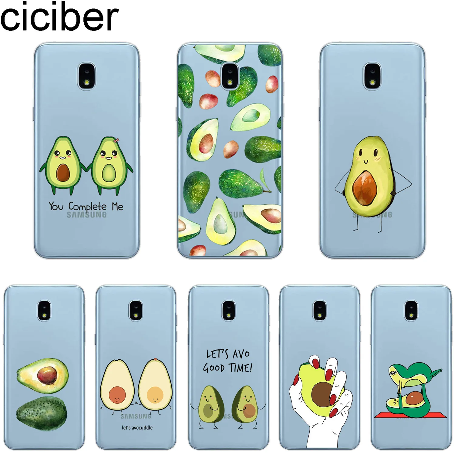 ciciber For Samsung Galaxy J8 J7 J6 J5 J4 J3 J2 J1 Pro Core Plus Prime mini 2017 2018 2016 Phone Cases TPU Cute Avocado Fundas |
