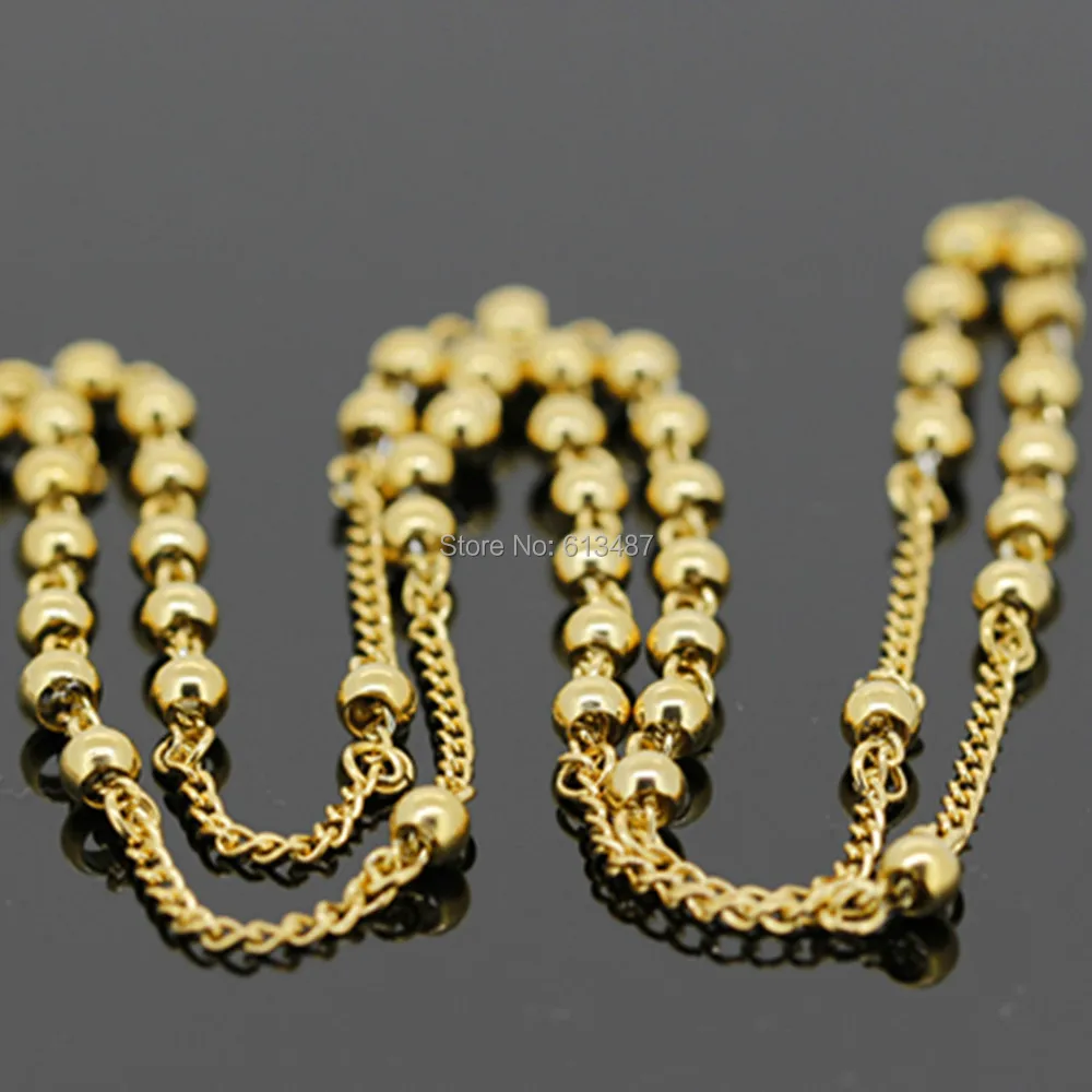 

Hot Sale! New Men's Stainless Steel Gold Rosary Lucky Chain Necklace & Women's Coat Chain (24"+ 5.3")4mm/22g