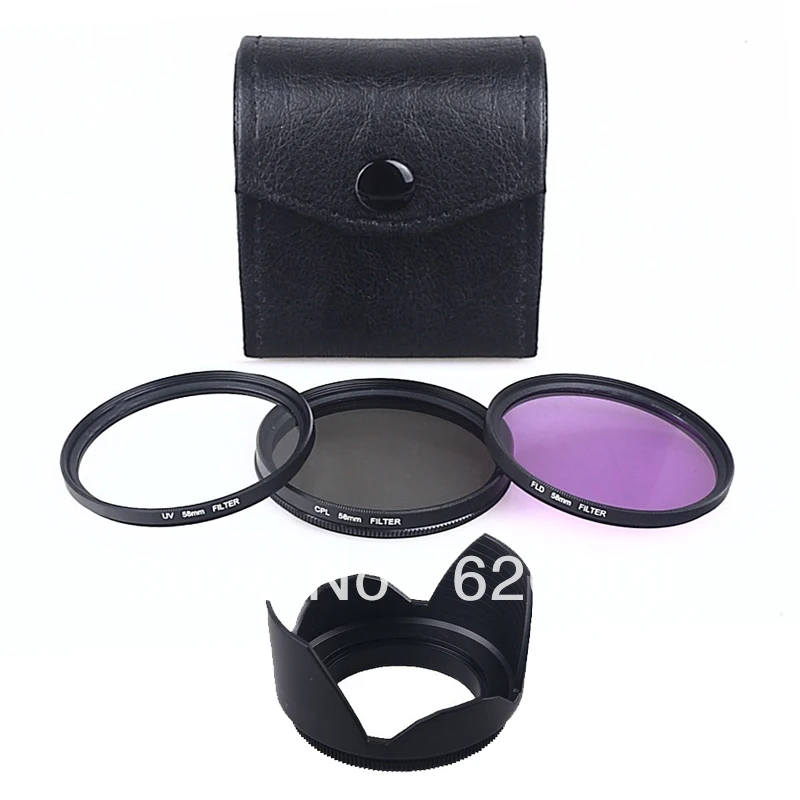 100 GUARANTEE FILTER KIT+LENS HOOD 62mm CPL UV FLD for NIKON CANON
