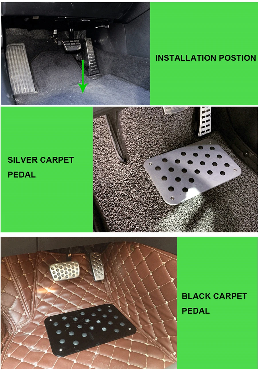 Aluminum alloy Car Non-slip Plate Carpet pedal Floor Mat Environmental Rubber Car Accessories Styling