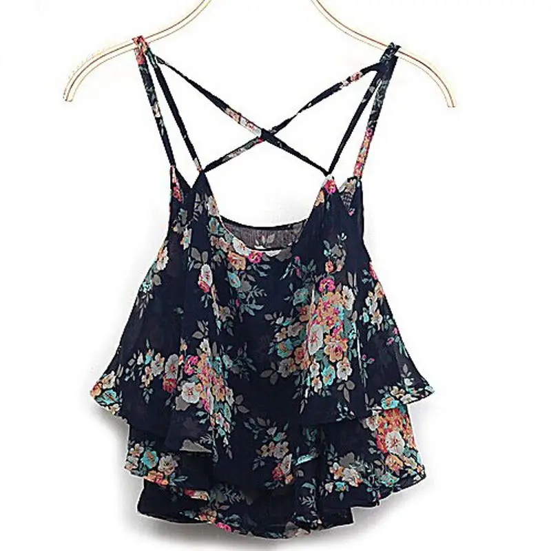 2016 font b Women b font Sexy Summer font b Shirts b font Floral Print Spaghetti
