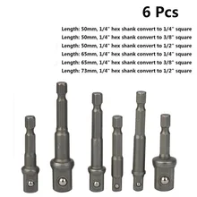 6Pcs 1/4 3/8 1/2 Hex Shank Drive Power Drill Bit Socket Wrench Adapter Electric Screwdriver Handle Extension Bit Adaptor Set H35 6Pcs 1/4 3/8 1/2 Hex Shank Drive Power Drill Bit Socket Wrench Adapter Electric Screwdriver Handle Extension Bit Adaptor Set H35