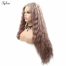 Sylvia свободный волнистый парик грязно-розовый кружевной передний парик термостойкие синтетические волосы парики для женщин половина ручной работы Косплей праздник сопротивления