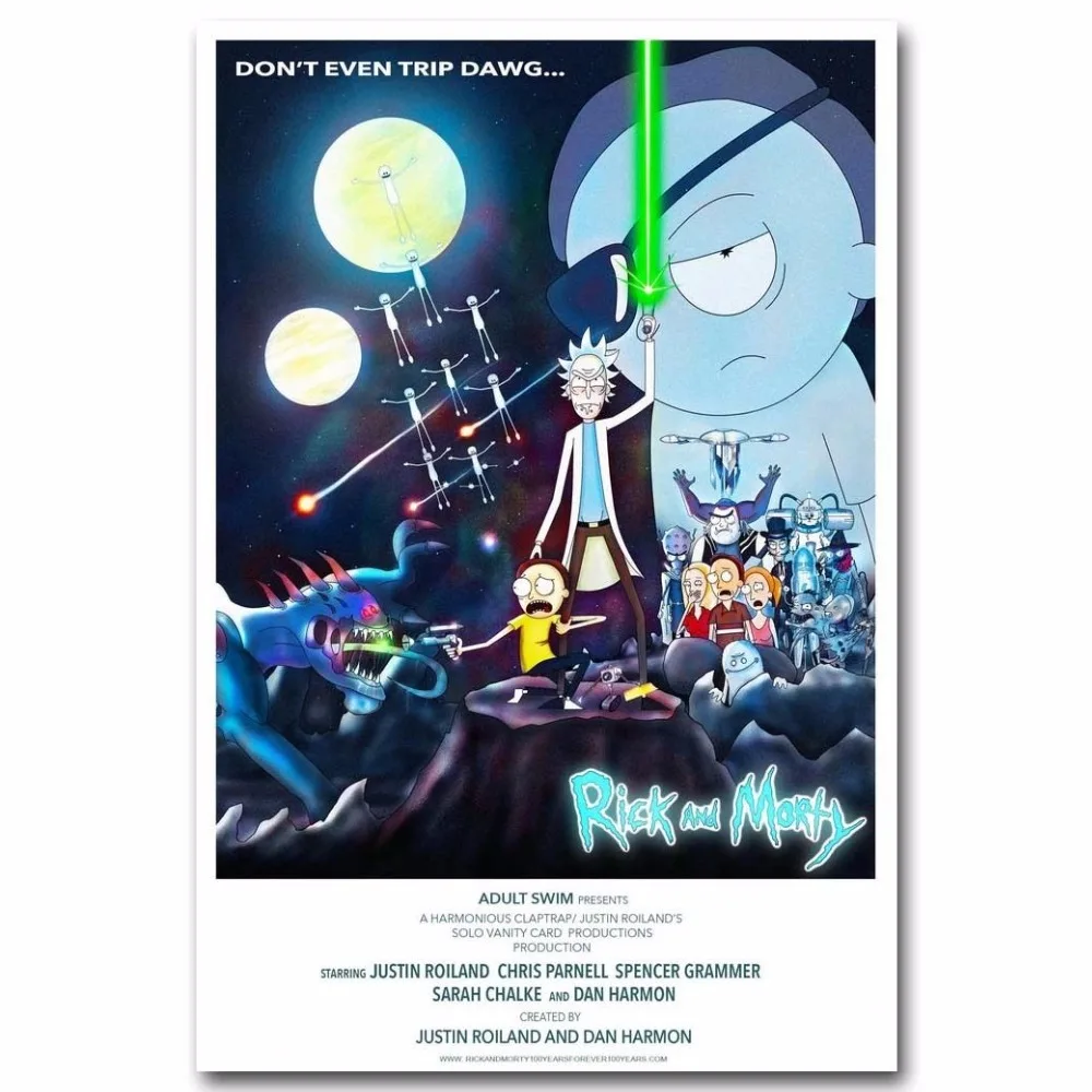 Rick and Morty Hot Cartoon Pop 14—21 24—36 Inches Silk Art Poster