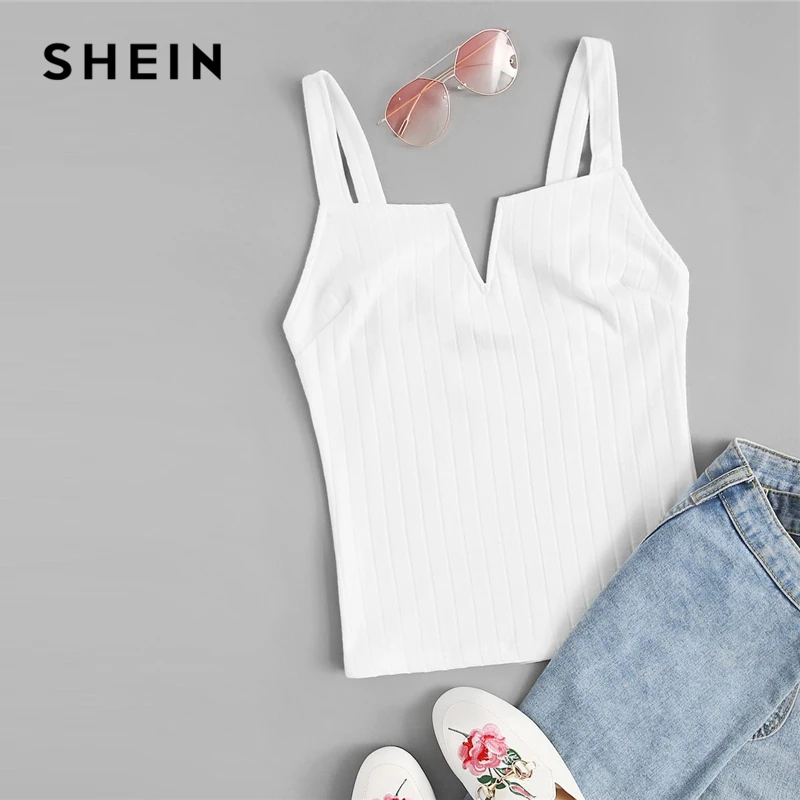 SHEIN Приталенный Однотонный Топ На Бретелях Летний Стильный Топ Без Рукавов