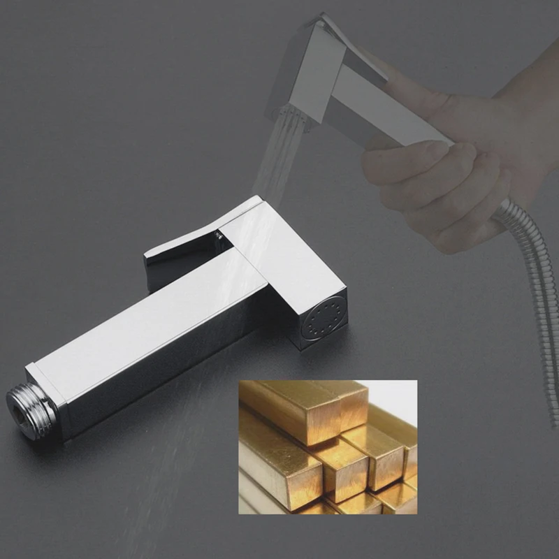 Brass Bathroom Bidet Faucet Black High Pressure Shower Tap Washer Mixer Cold Hot Water Mixer Crane Square Shower Sprayer Head 5
