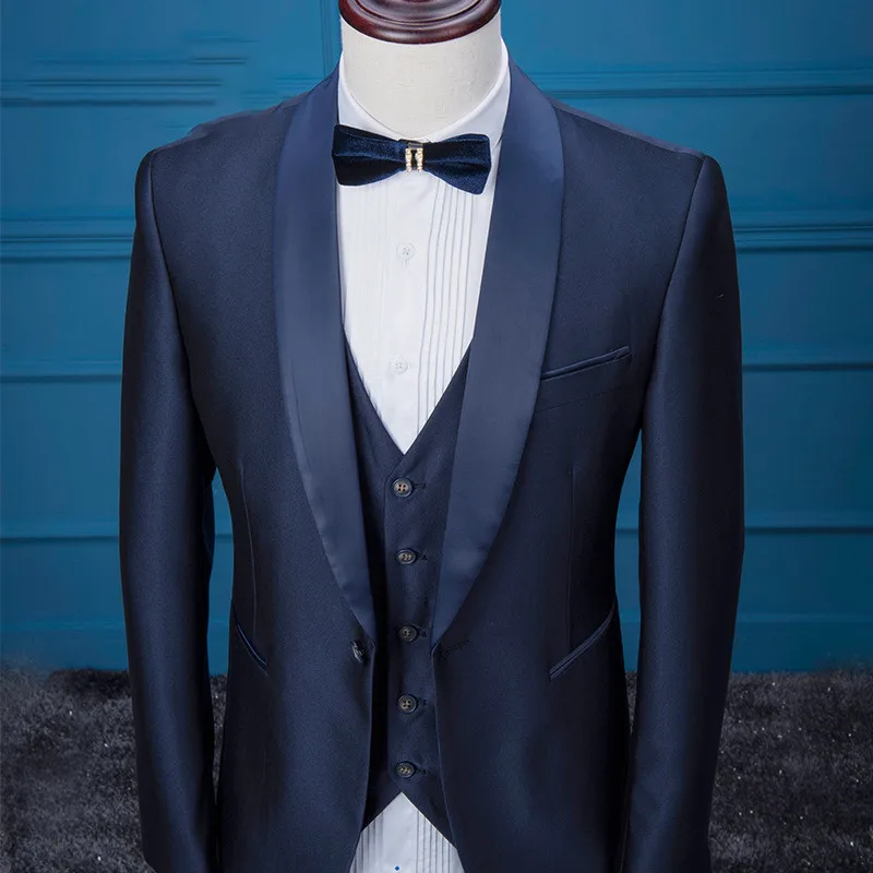 RUELK 2019 New Men's Fashion Solid Wedding Dress Suit Three-piece ( Jacket + Vest + Pants ) Male Formal Business Casual Suits