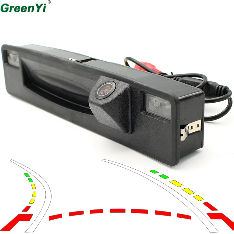

GreenYi Reversing Dynamic Tracks CCD Car Rear View Camera For Ford Focus 2015 2016 2017 Trunk Handle Switch Camera