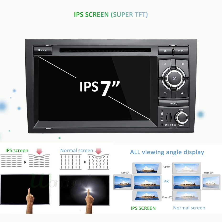 Cheap 7" IPS screen DSP 4G RAM 64G ROM Android 9.0 Car GPS For AUDI A4 DVD PLAYER multimedia navigation RADIO stereo head unit PC 4