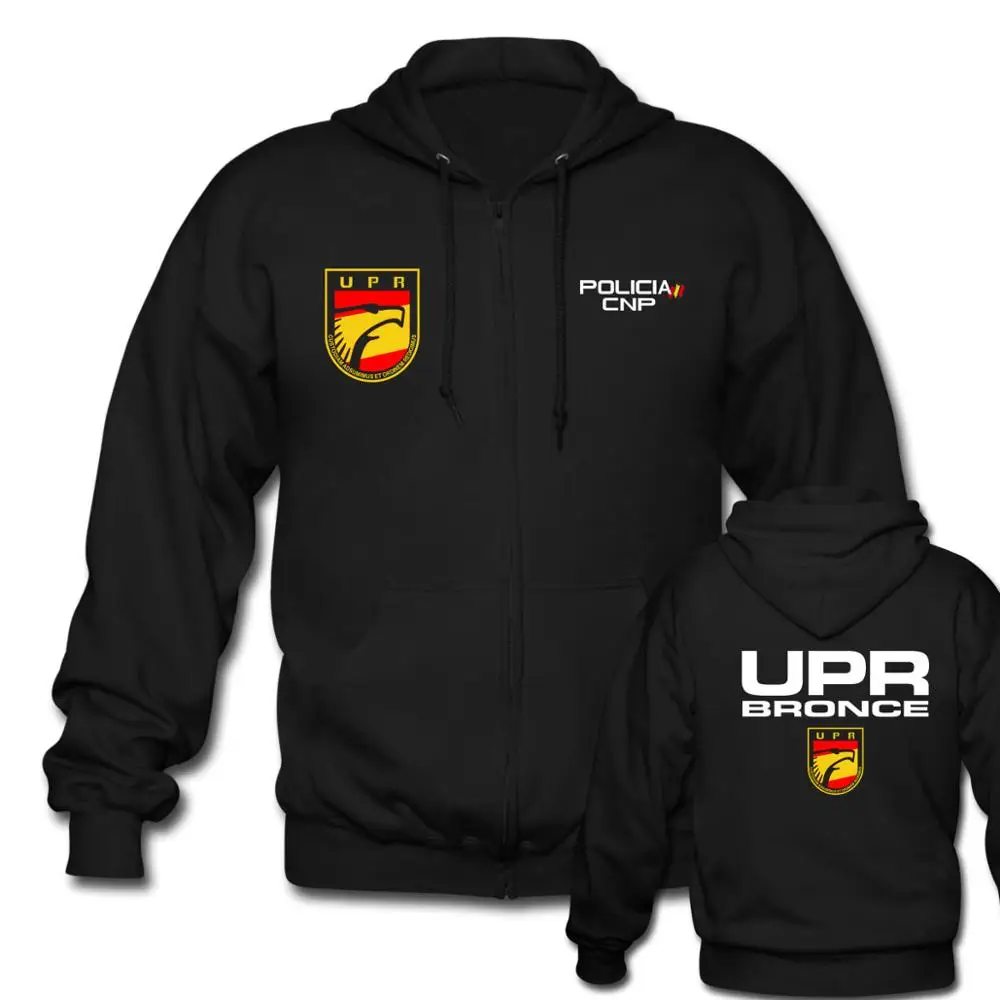 men black Espana Policia испанская национальная полиция Espana Policia CNP UIP УПО анти бунт спецназ GEO идет спецназ мужские и женские толстовки на молнии - Цвет: men black