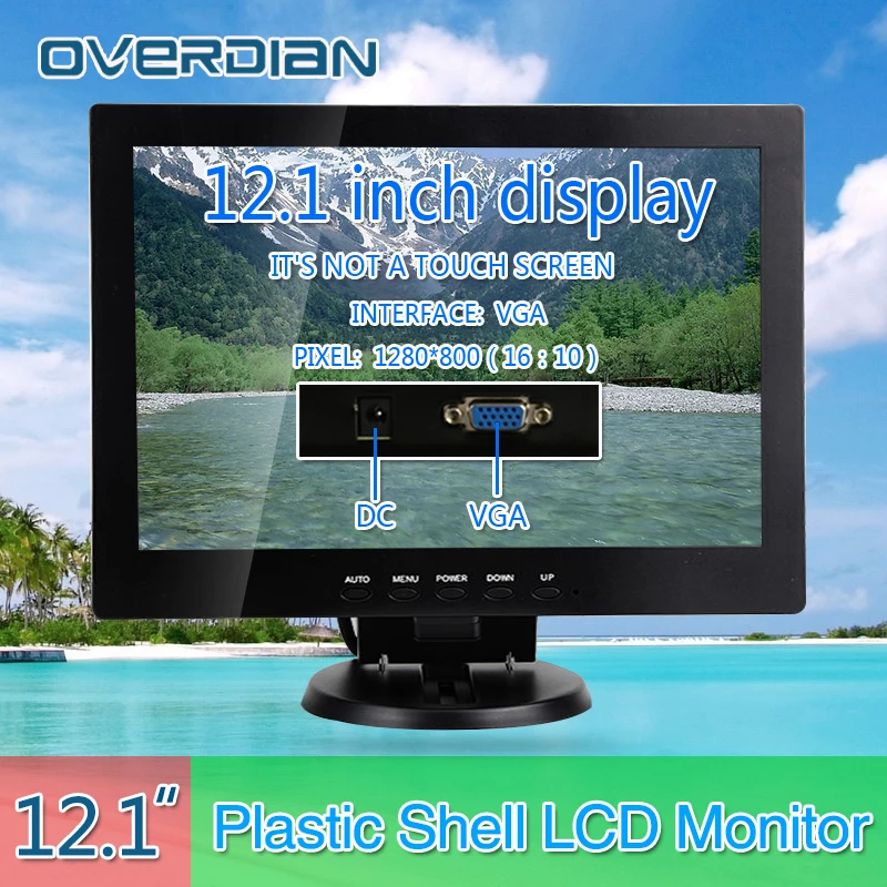 

12"VGA Connector Desktop Monitor 1280*800 Song Machine Cash Register Lcd Non-Touch IPS ScreenPlastic Shell Monitor