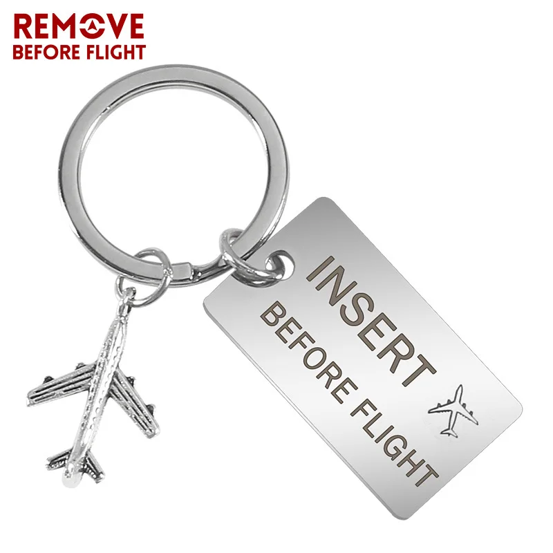Stainless-Steel-Car-key-chain-Engraved-Insert-before-flight-Key-ring-Fashion-Car-keychain-for-Aviation