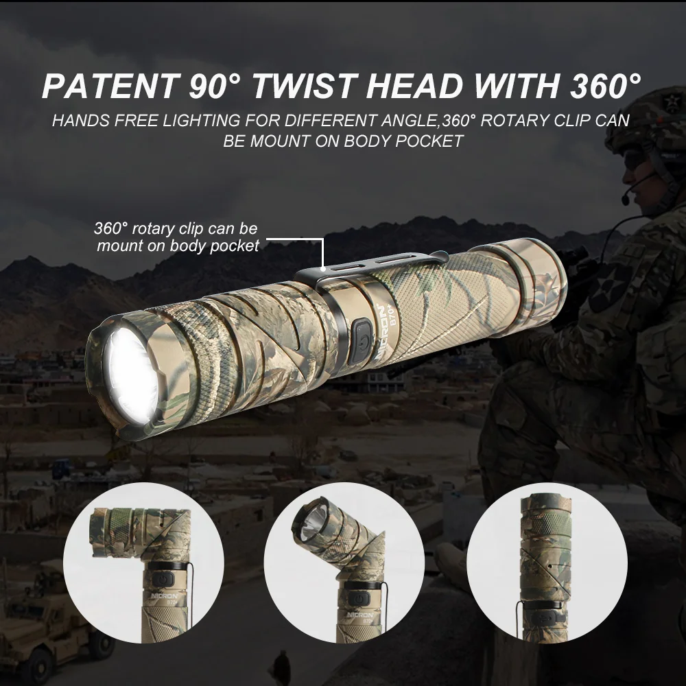 NICRON Camo твист светильник для улицы 3 цвета ручной работы с магнитом 18650