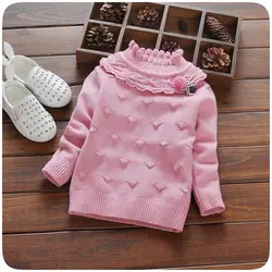 Зимние свитеры для девочек детская одежда для девочек высокий воротник кардиган детский свитер с цветочным узором для девочек детская