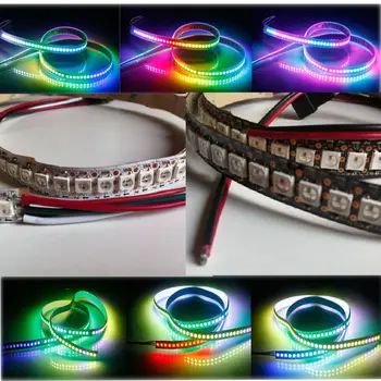 

1M 144LEDs programmable WS2812B Digital 5050 Dream RGB LED WS2811IC built-in Strip LED Light DC5V Non-waterproof PCB Black/White