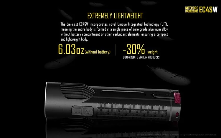 1 шт. NITECORE EC4S EC4SW 2000Lm белый светильник портативный нейтральный удобный супер яркий XHP50 фонарь вспышка светильник фонарь для охоты на открытом воздухе