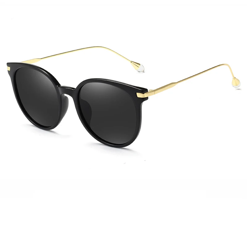 Поляризованные женские круглые солнцезащитные очки с кошачьими глазами, модные ретро очки с градиентом, модные солнцезащитные очки для путешествий, очки Oculos De Sol 201952 - Цвет линз: s.black grey