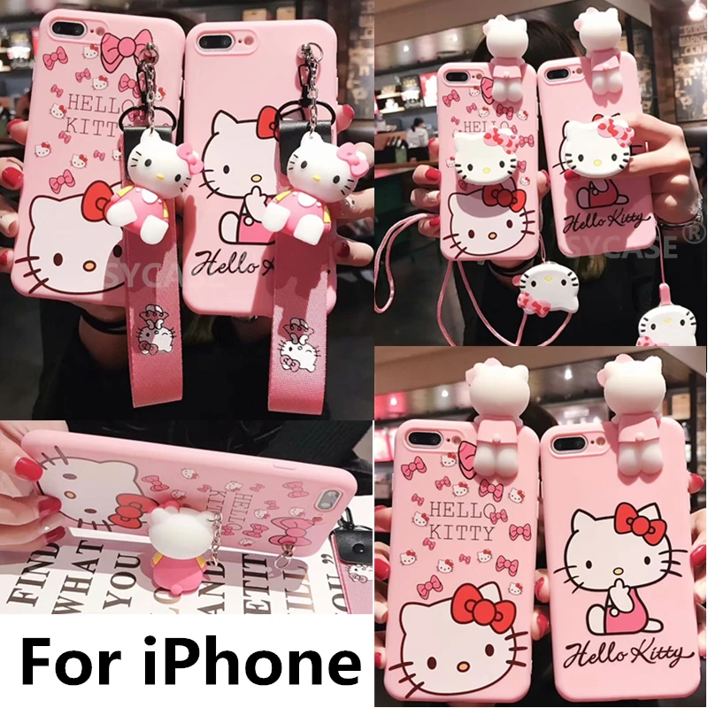 SYCASE милый мультфильм Розовый Котенок Мягкий чехол для iPhone X Xs Xr XsMax 6 6s плюс 7 8 Чехол