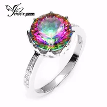 4.3 ct Rainbow Fuego Mystic Topaz Redondo Cóncavo Cut Genuino Sólido 925 Anillo de Plata Antigua Joyería de Moda Tamaño 6 7 8 9
