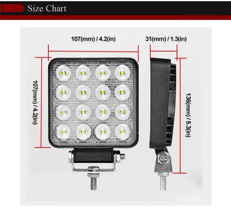 Light Bar Size Chart