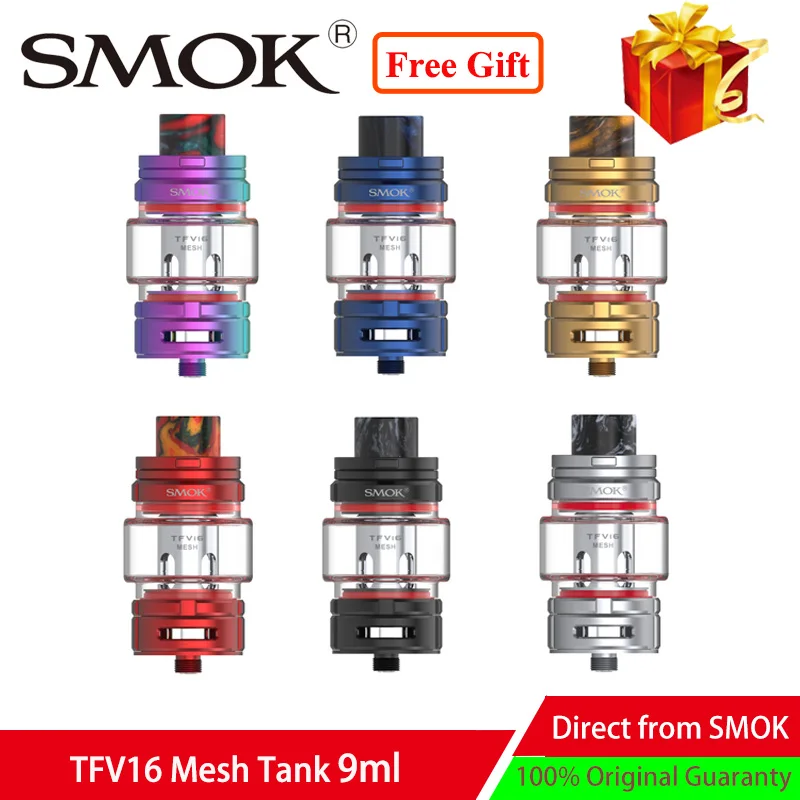 Newest Vaporizer Atomizer SMOK TFV16 Mesh Vape tank fit Mesh Coil Top refill vape Mesh tank for 510 E Cigarette box mod