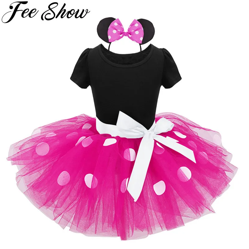 

Kids Girls Ballet Tutu Dress Dotted Christmas Gift Halloween Party Cosplay Costume Girl Ballet Tutu Dress + Ear Headband 12M-8Y