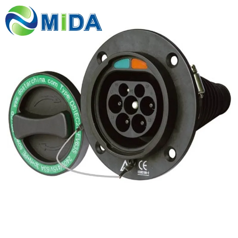 

Three Phase 32Amp IEC 62196 Type 2 Male Socket EV AC Charging Inlet Socket