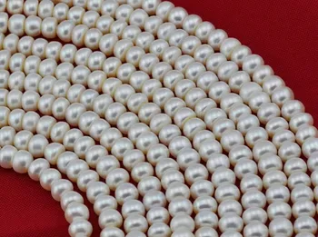 

Wholesale Pearl Necklace Strand String Jewelry Beads Accessory, 9-10mm Super Big Size, Semi-round Shape, White Color