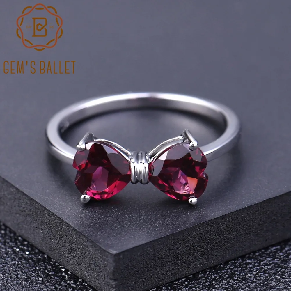 Женское балетное кольцо с бантом gemb's серебряное 1 68ct натуральный родолит гранат