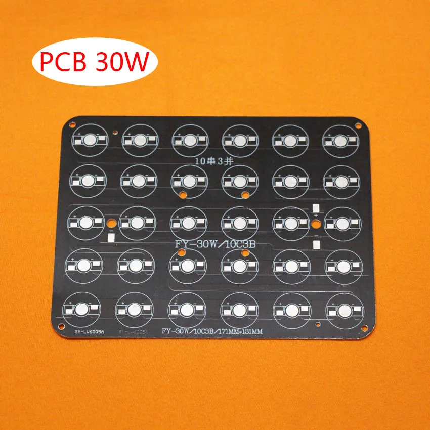 

30W LED PCB , high power LED Rectangular aluminum plate base apply to buried lights, cast light, fill light 10 series 3 parallel