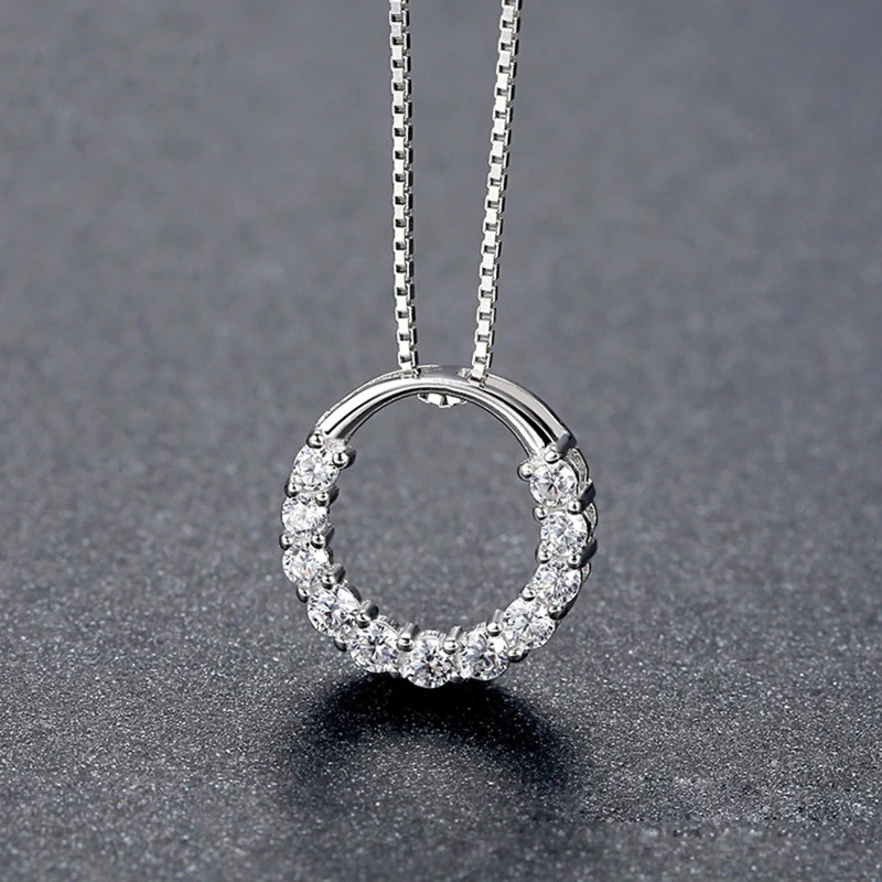 round cubic zirconia necklace silver jewelry (5)