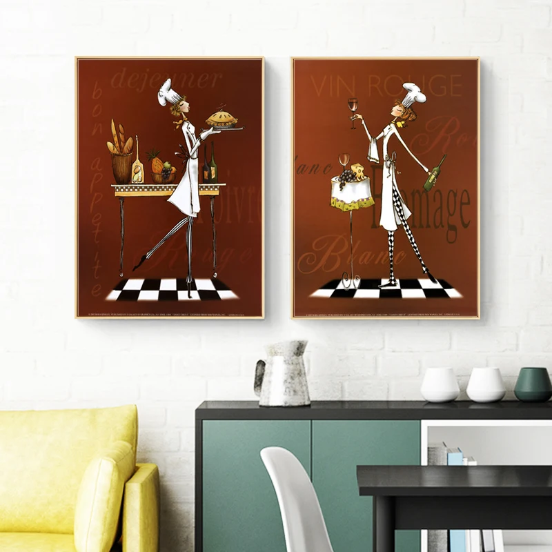 HEYCUADRO cook kitchen Wall Art Canvas Painting for classic Style Home