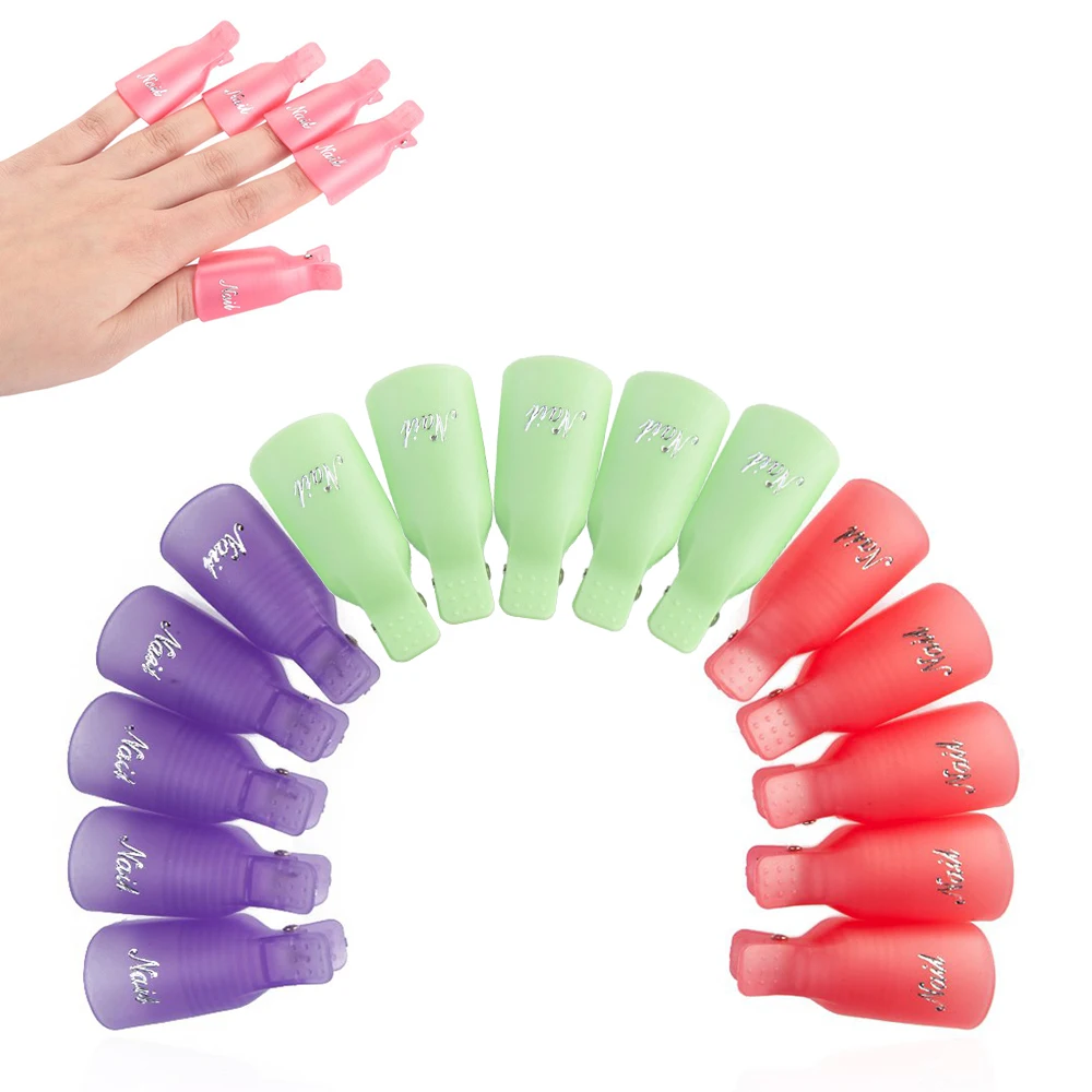 Plastic Acrylic Nail Art Soak Off Uv Gel Polish Remover Wrap 5pcs Set Uv Gel Polish Remover Silicone Wraps Soak Off Cap Clip Nail Art Manicure