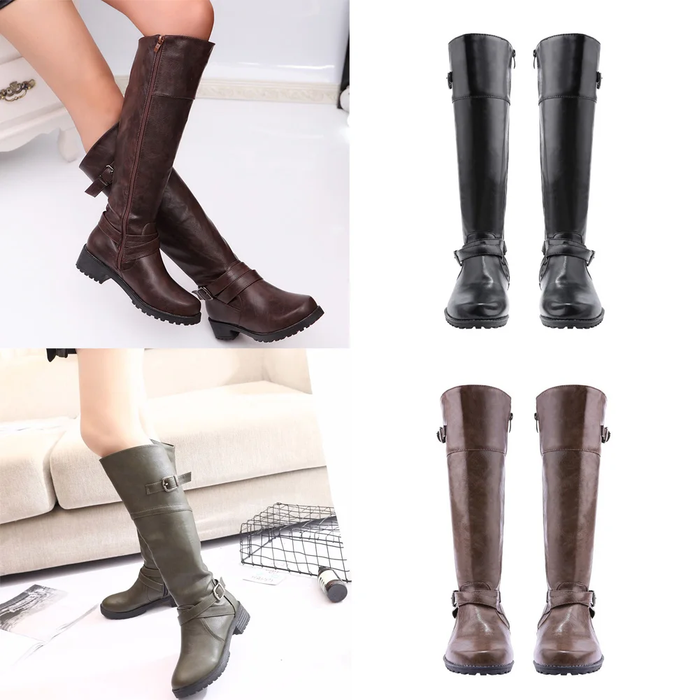Goede GZHOUSE Merk Dames Knie Hoge Laarzen Zachte Lederen Winter Laarzen Vrouw Zwart Bruin Zip Warm Dij Hoge Laarzen Schoenen Vrouwen